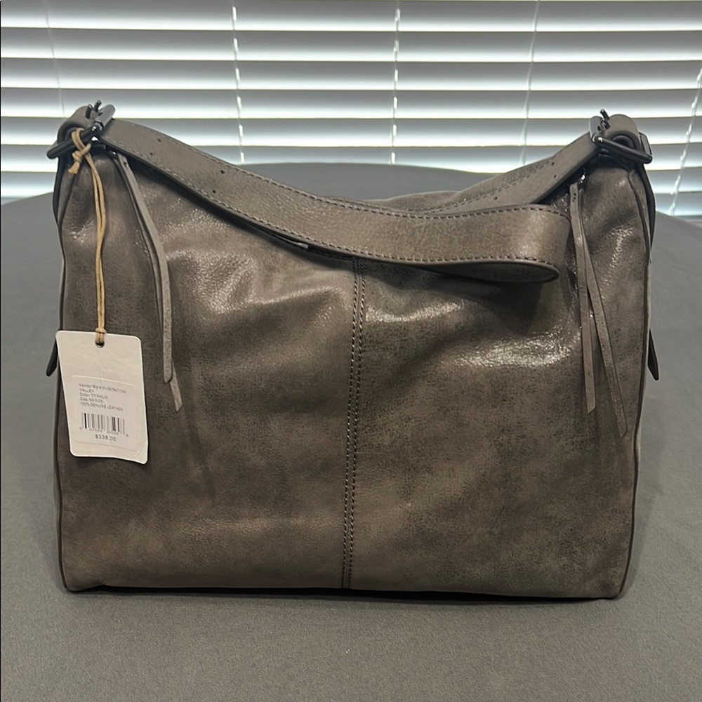 Hobo Gray Leather Shoulder Bag